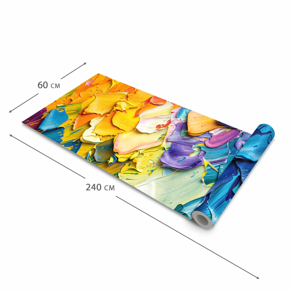 Fleckenresistenter Küchenteppich mit Motiv Farbenfrohe Pinselstriche in der Grösse 60x150 cm, waschbar