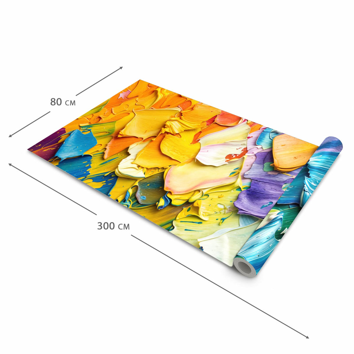 Rutschhemmender waschbarer Küchenläufer mit Motiv Farbenfrohe Pinselstriche in der Größe 60x180 cm