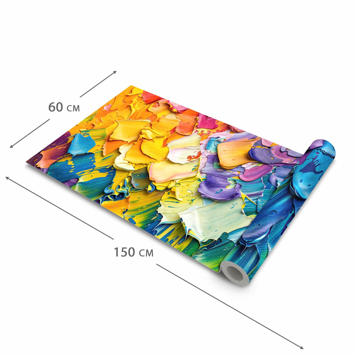 Rutschfester Küchenteppich mit Motiv Farbenfrohe Pinselstriche in der Größe 60x150 cm für Trittkomfort