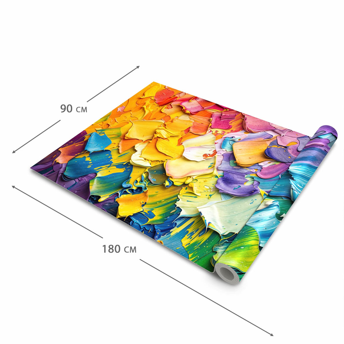 Rutschfester Küchenläufer mit Motiv Farbenfrohe Pinselstriche in der Grösse 60x180 cm
