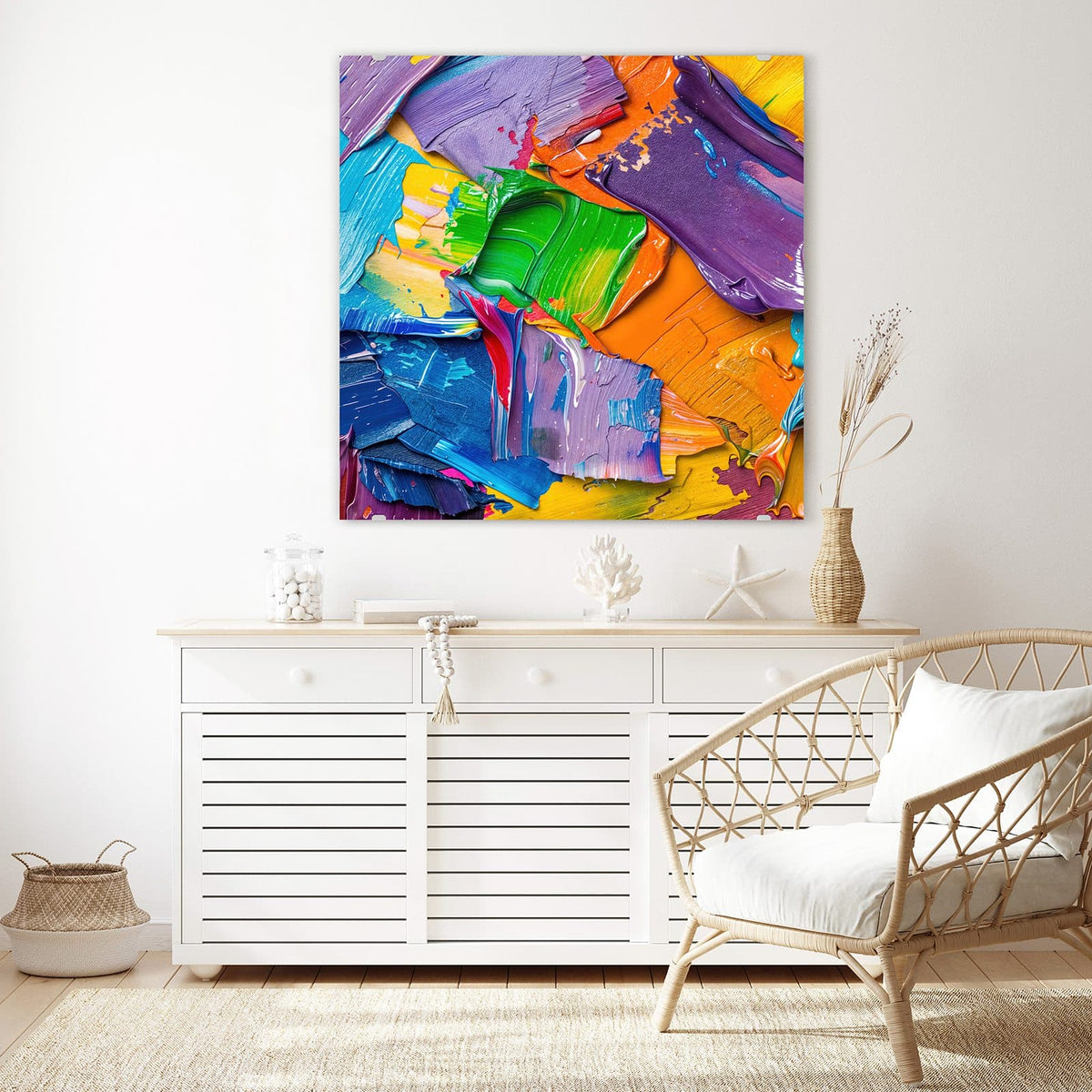 Echtglas, 4 mm – kein Acryl, keine Folie – Wandbild - Farbsymphonie - Quadratisch