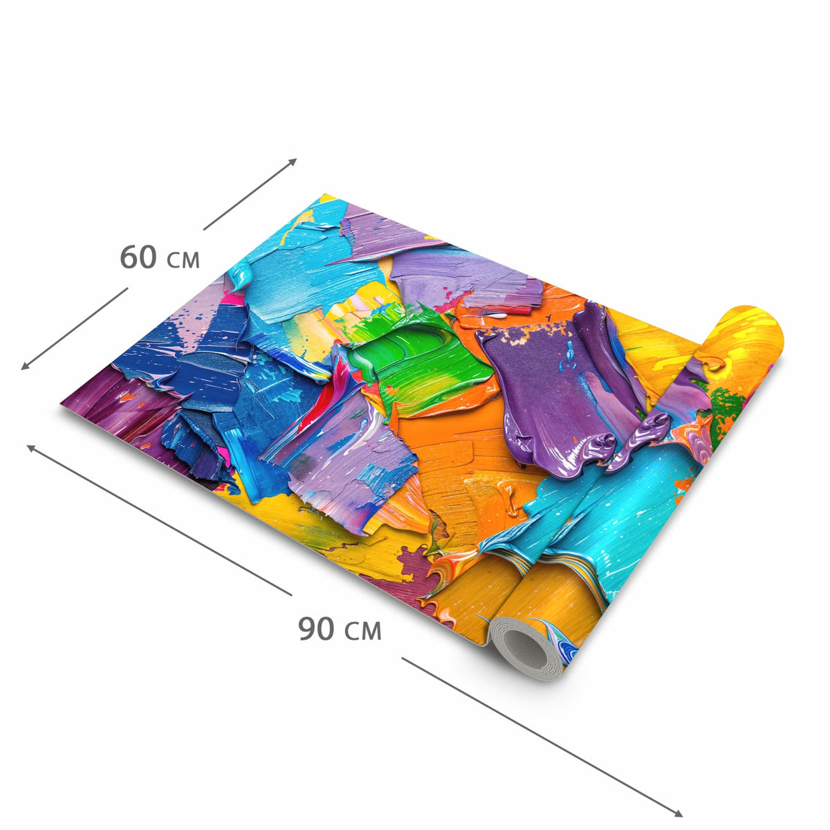 Bodenschonender waschbarer Teppich fürs Esszimmer mit Motiv Farbsymphonie in der Grösse 60x150 cm