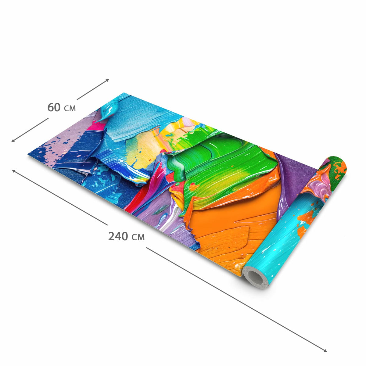 Feuchtigkeitsresistenter dünner Küchenteppich mit Motiv Farbsymphonie in der Grösse 60x150 cm