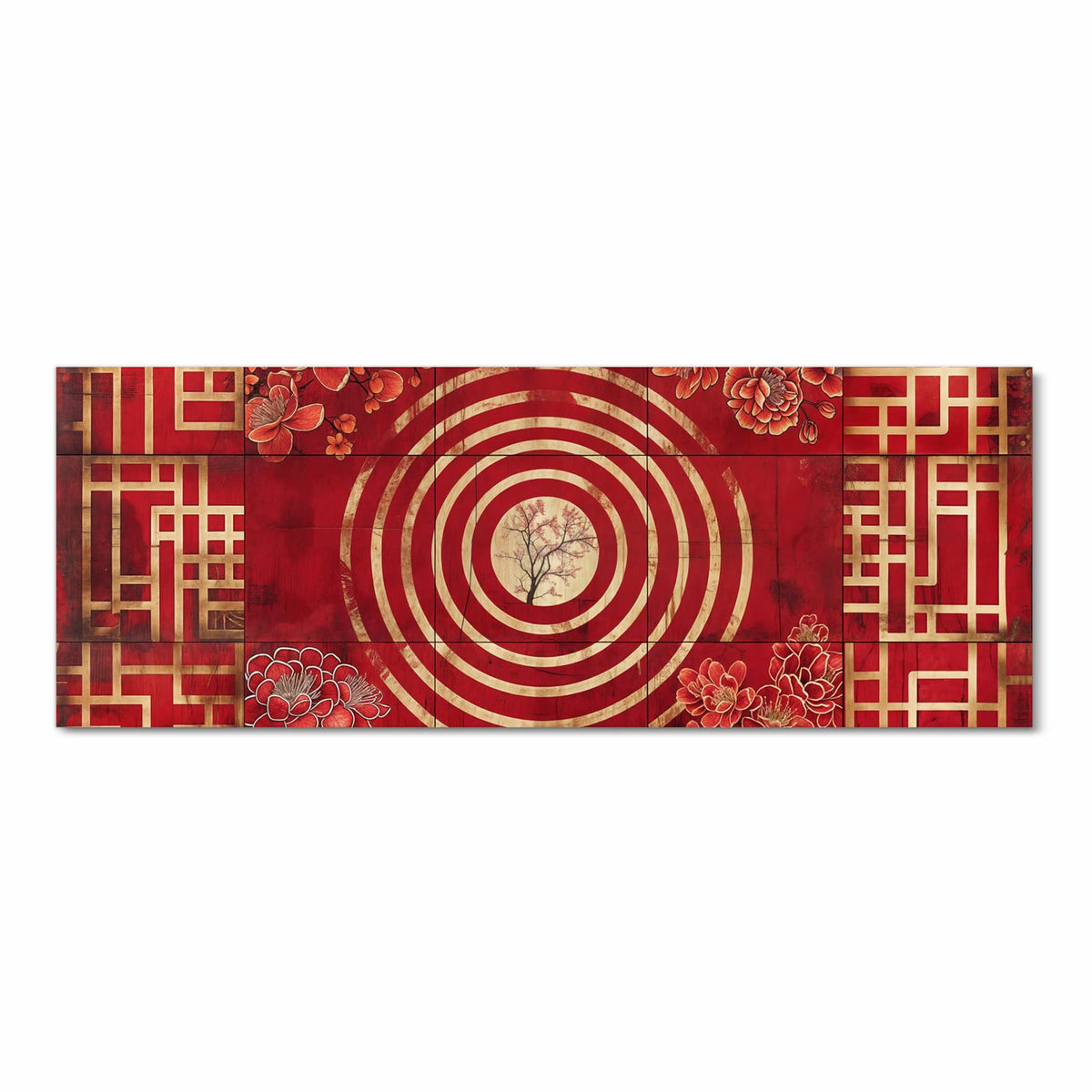 Formstabiler rutschfester Küchenteppich mit Motiv Blumenmuster Kreise in Frontansicht