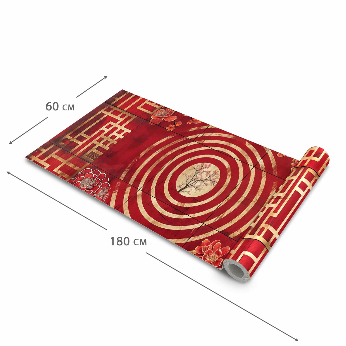 Schmutzabweisender Läufer für die Küche mit Motiv Blumenmuster Kreise in der Grösse 60x120 cm