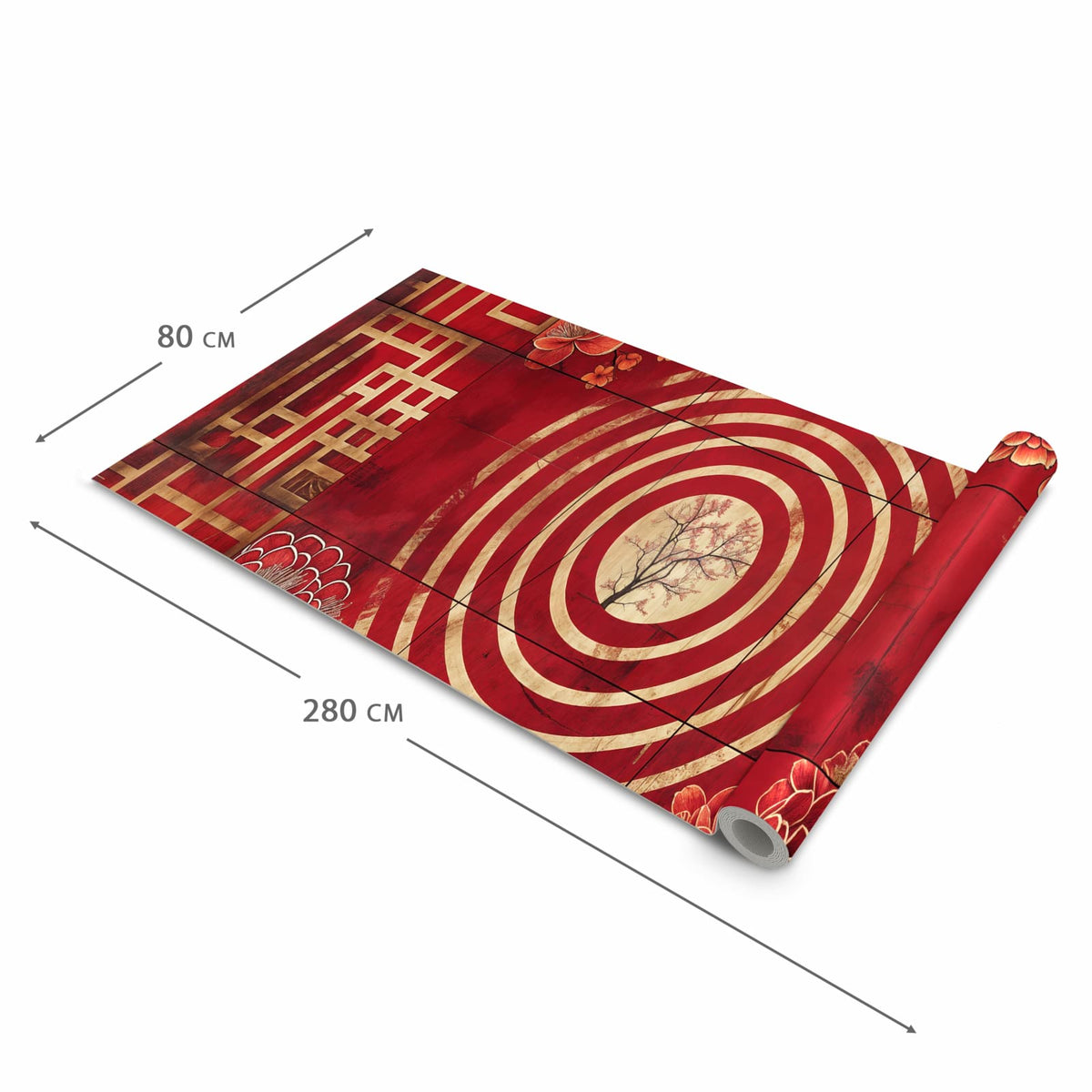 Pflegeleichter Küchenläufer mit Motiv Blumenmuster Kreise in der Grösse 60x150 cm