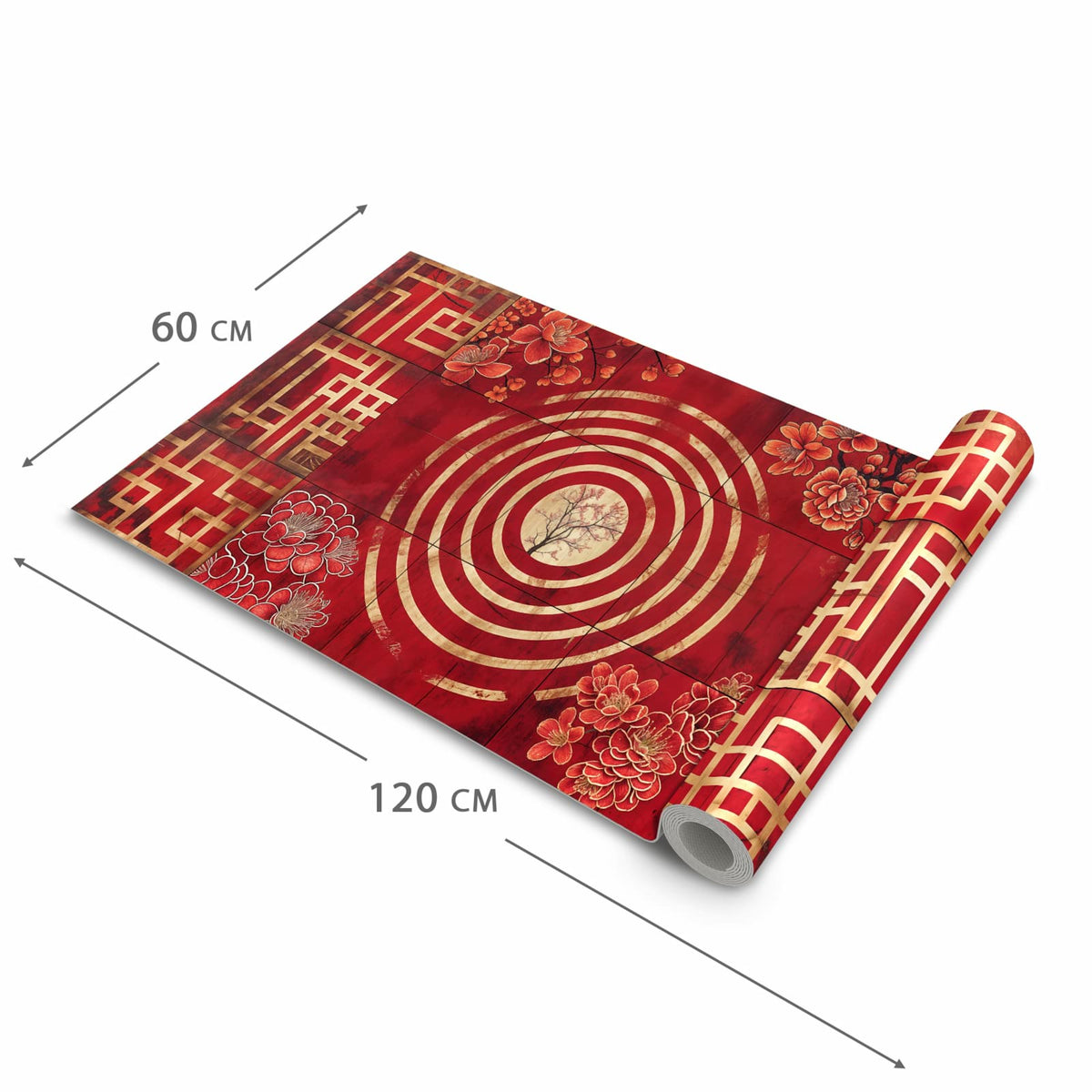 Wasserabweisender Küchenteppich mit Motiv Blumenmuster Kreise in der Grösse 60x120 cm