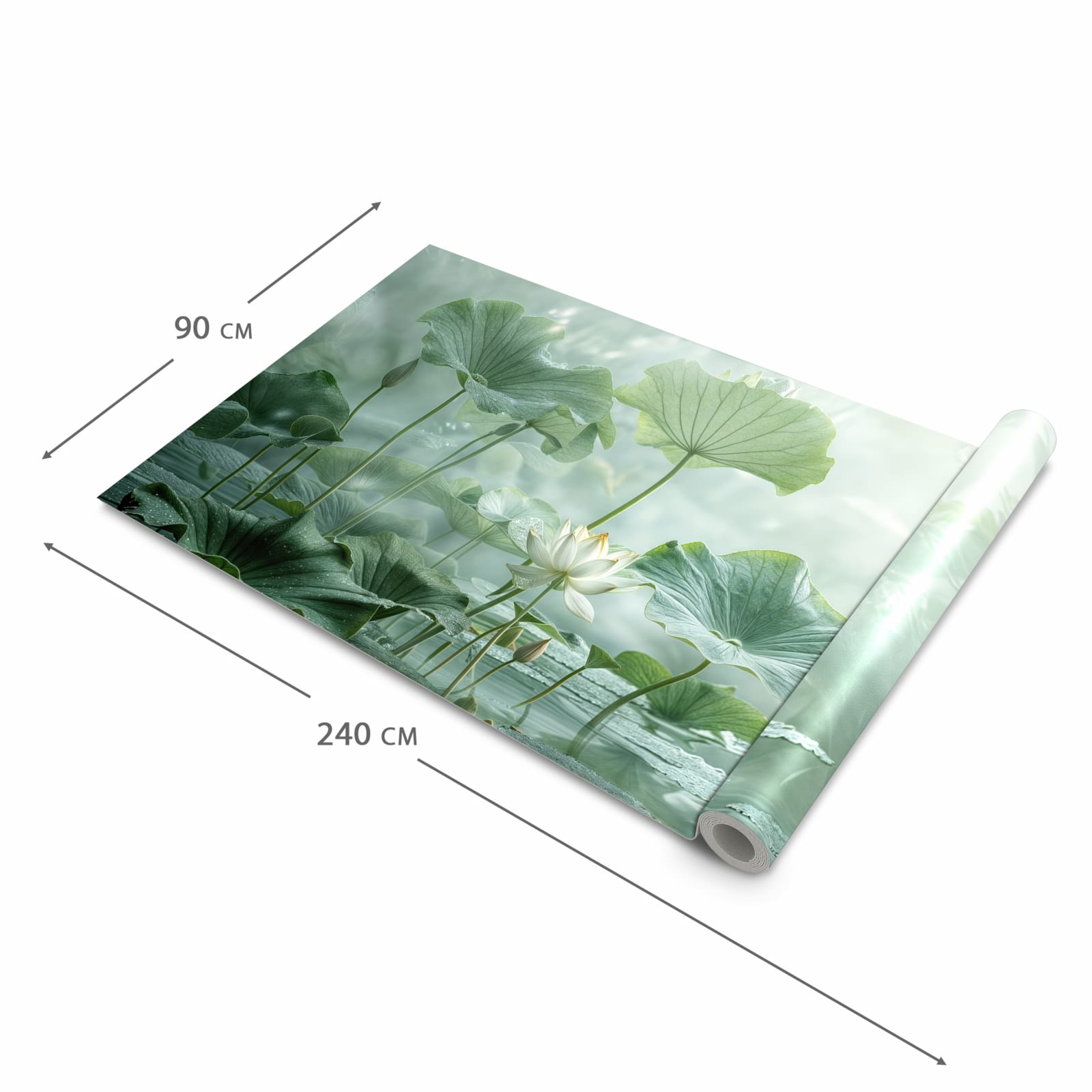 Rutschfester Küchenläufer mit Motiv Lotusteich in der Grösse 60x180 cm für angenehme Haptik