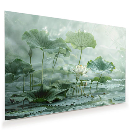 Wandbild mit dem Motiv Lotusteich