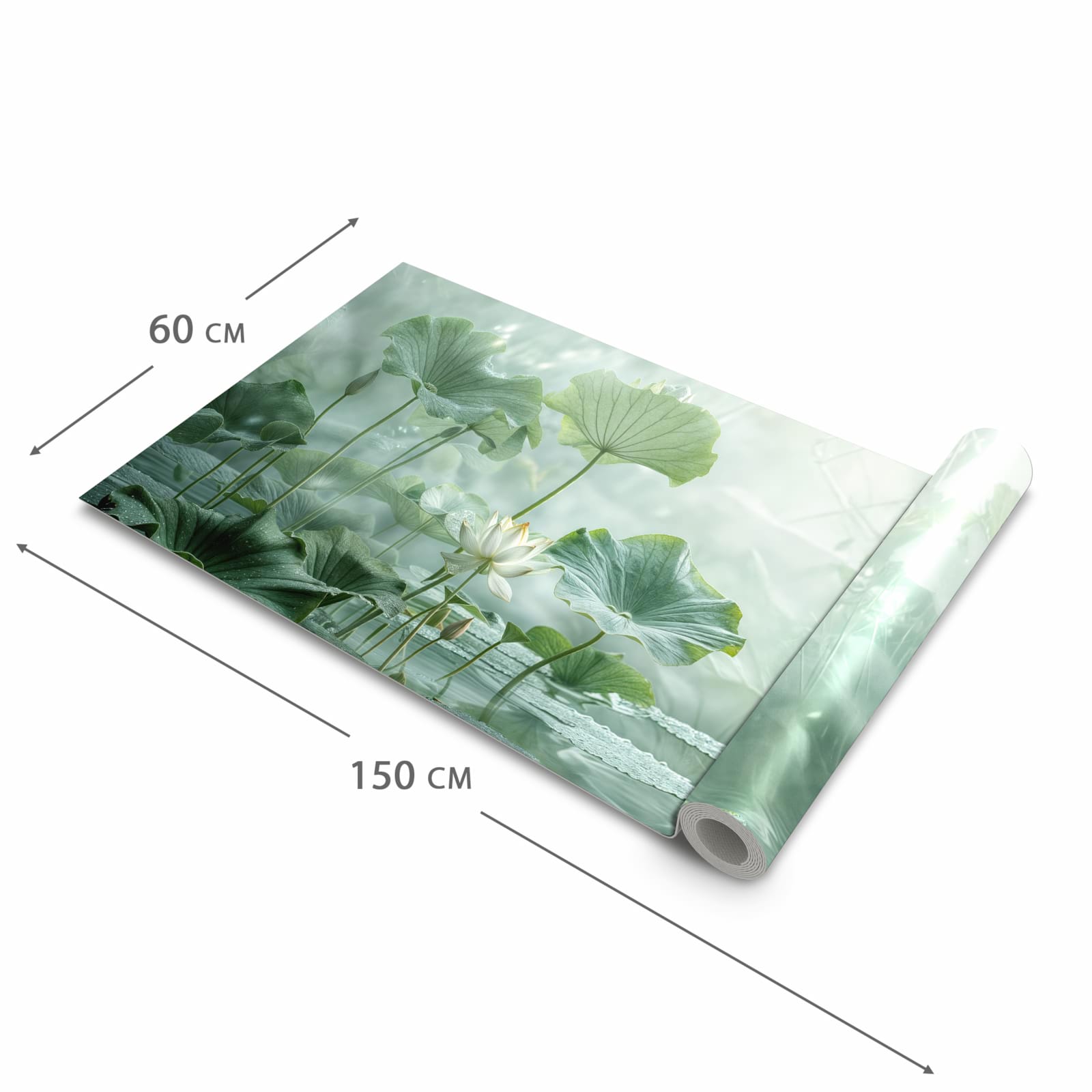 Rutschfester Küchenteppich mit Motiv Lotusteich in der Größe 60x150 cm für Trittkomfort