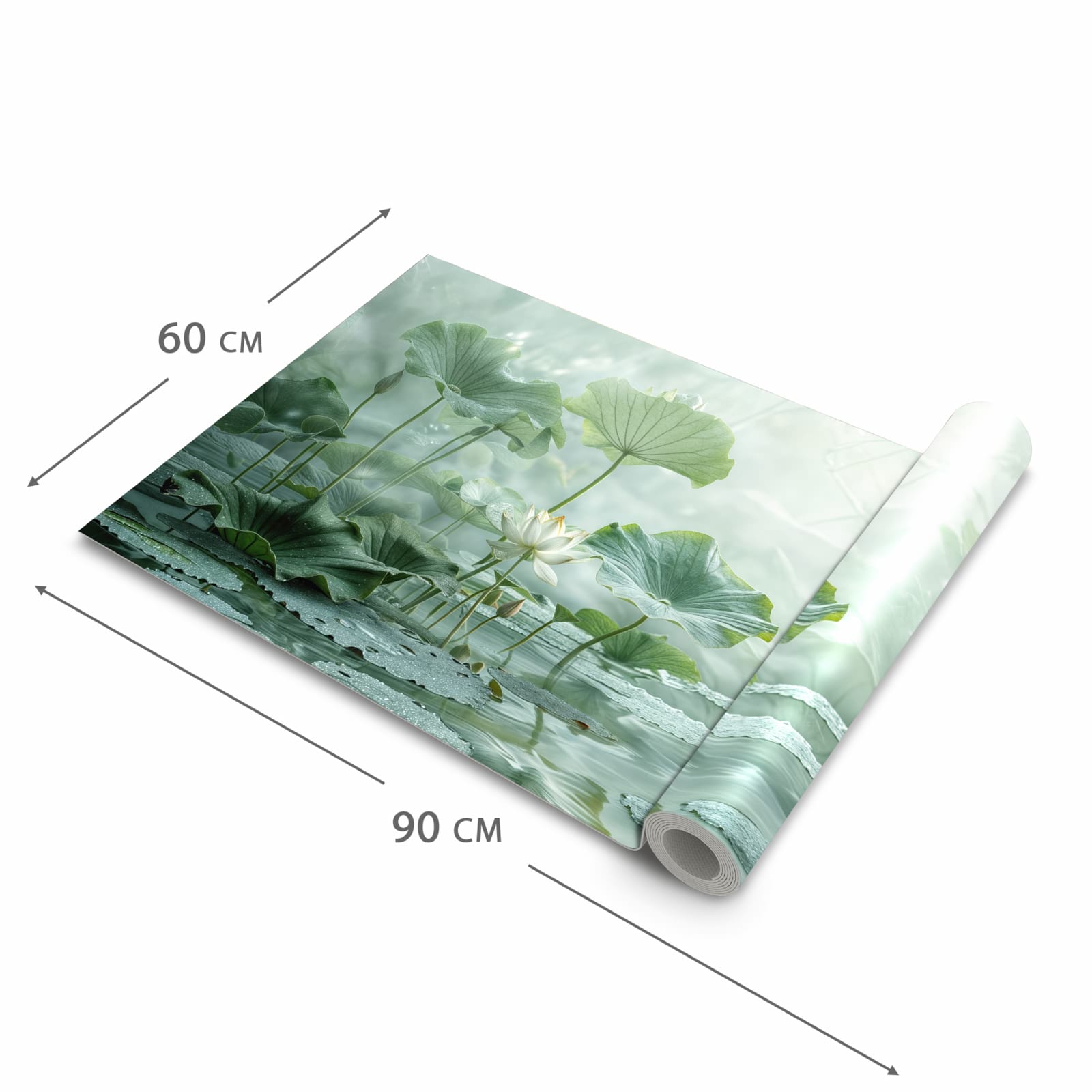 Langlebiger rutschfester Küchenteppich mit Motiv Lotusteich in der Grösse 60x150 cm