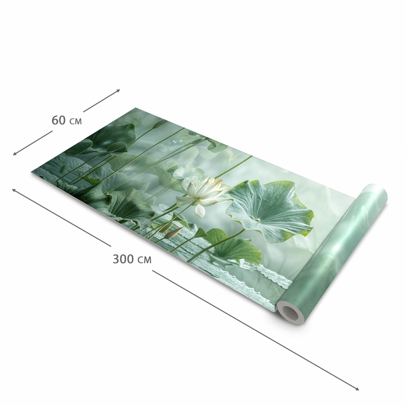 Geruchsneutraler großer Küchenteppich mit Motiv Lotusteich in der Größe 60x150 cm