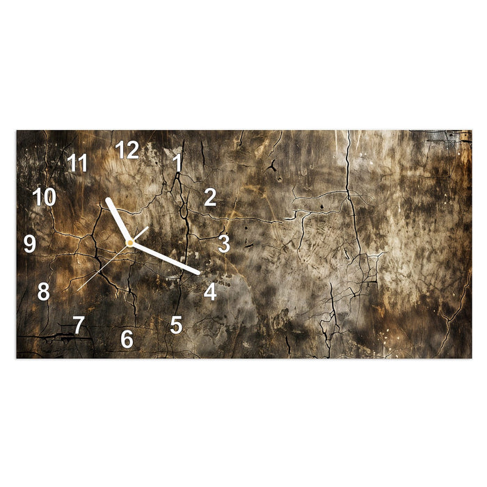 Wanduhr Abstrakte Verwitterung aus Glas – Querformat 60 × 30 cm mit Ziffernblatt Modern