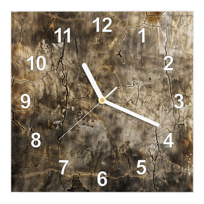 Wanduhr Quadratisch mit dem Motiv Rissige Erdtöne