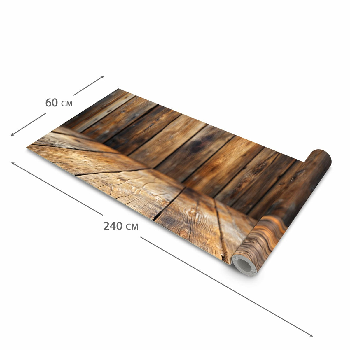 Flacher großer Küchenteppich mit Motiv Holzbodenoptik in der Größe 60x120 cm