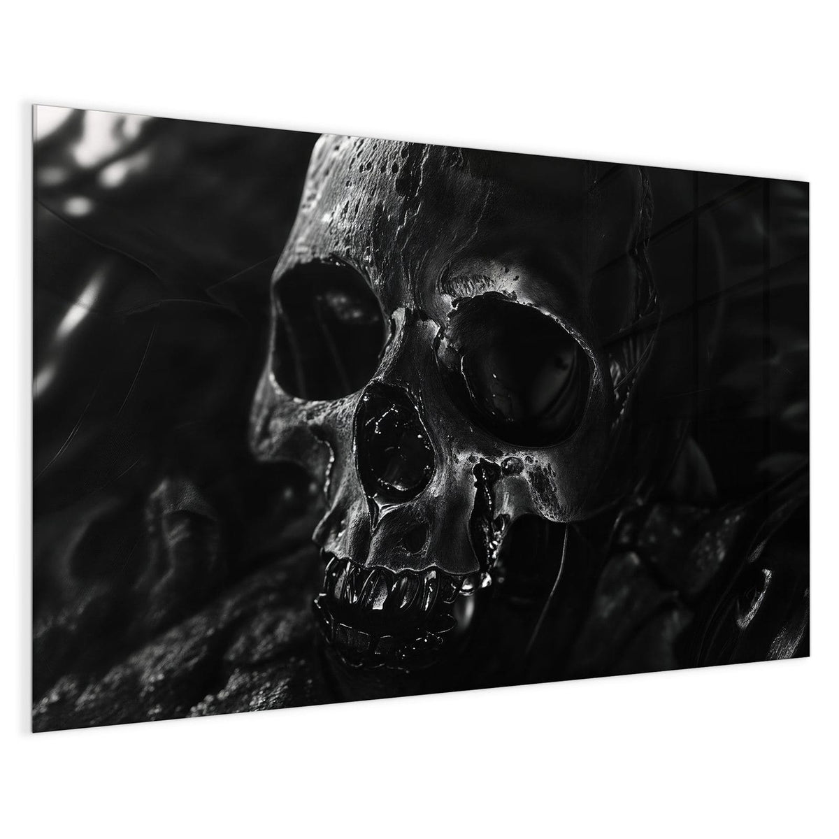 4 mm Glas statt lackiertem Blech – Magnettafel - Dunkler Totenkopf
