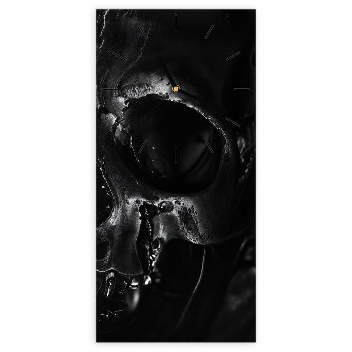 Wanduhr Schädelaufnahme aus Glas – Hochformat 30 × 60 cm mit Ziffernblatt Linie