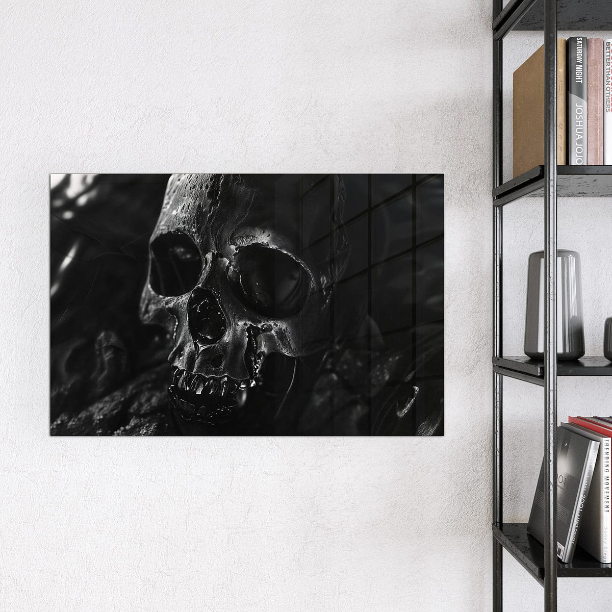 Magnettafel - Dunkler Totenkopf – Dramatisch beleuchteter Totenkopf