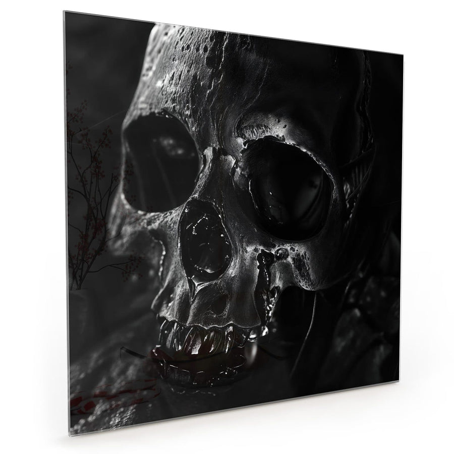 Maße Küchenrückwand Dunkler Totenkopf aus Glas
