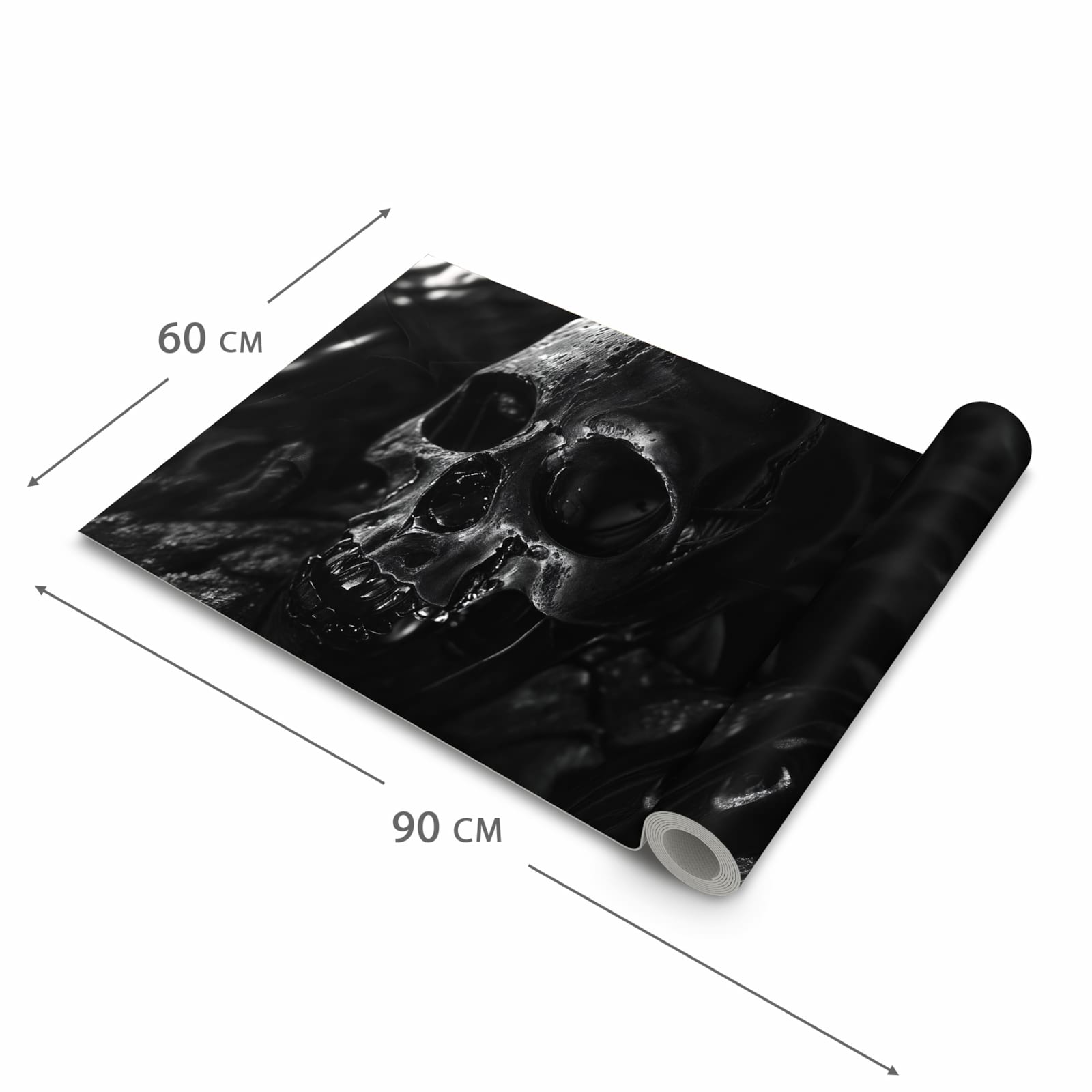 Formstabiler waschbarer Küchenteppich mit Motiv Schädelaufnahme in der Grösse 90x240 cm