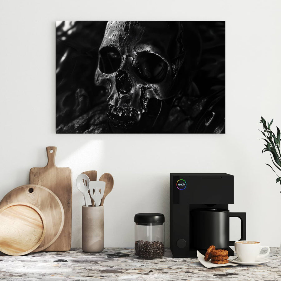 Maße Metall Magnettafel - Dunkler Totenkopf