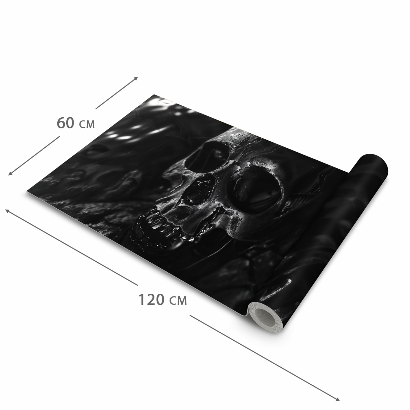 Rutschfester Küchenteppich mit Motiv Schädelaufnahme in der Größe 90x240 cm