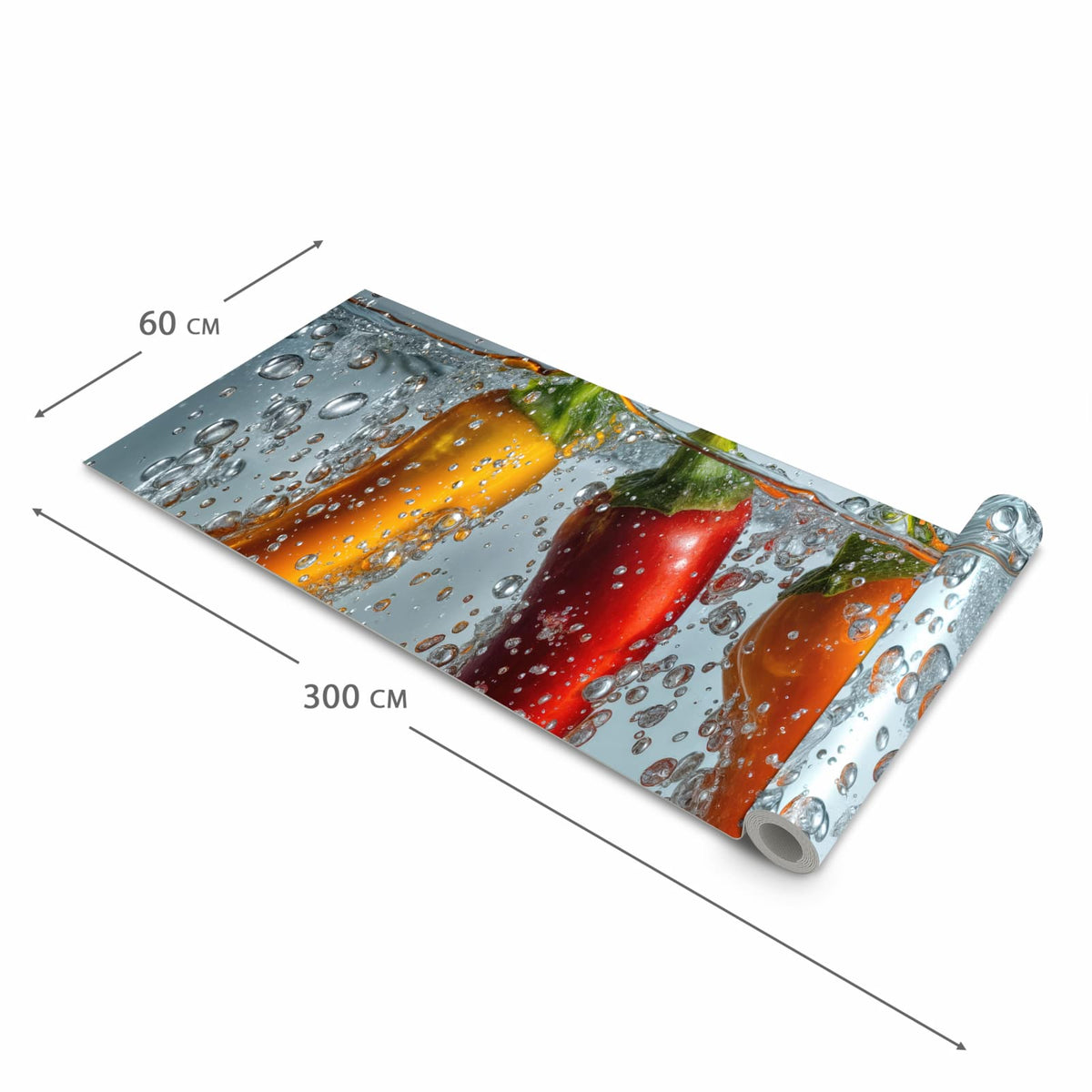 Komfortabler Teppich für Esszimmer mit Motiv In Wasser Paprika in der Größe 90x240 cm