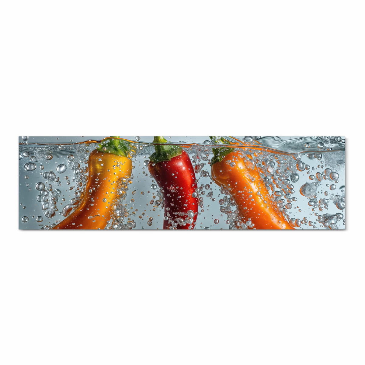 Geruchsneutraler waschbarer Küchenteppich mit Motiv In Wasser Paprika in Frontansicht