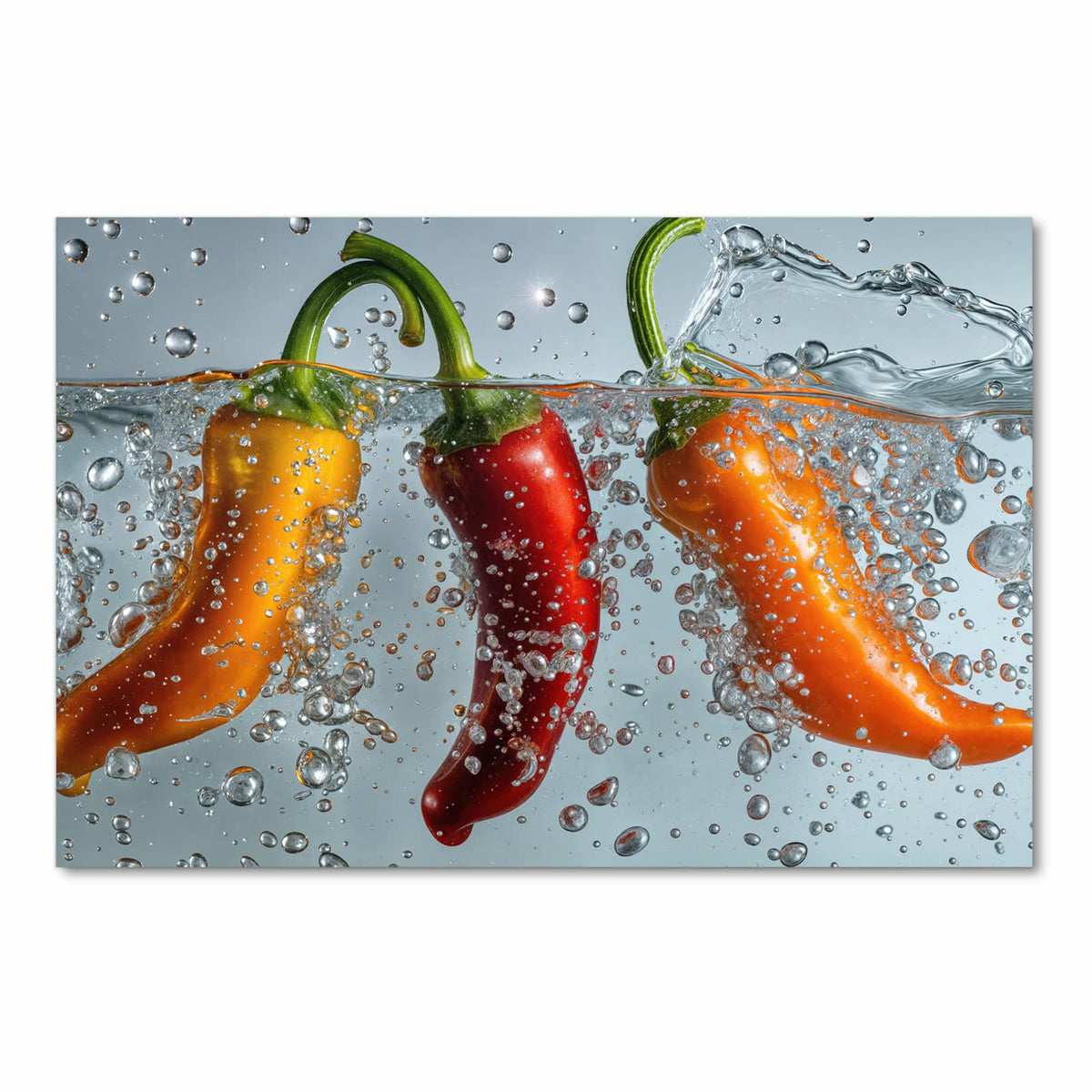 Fleckenresistenter rutschfester Küchenteppich mit Motiv In Wasser Paprika in Frontansicht