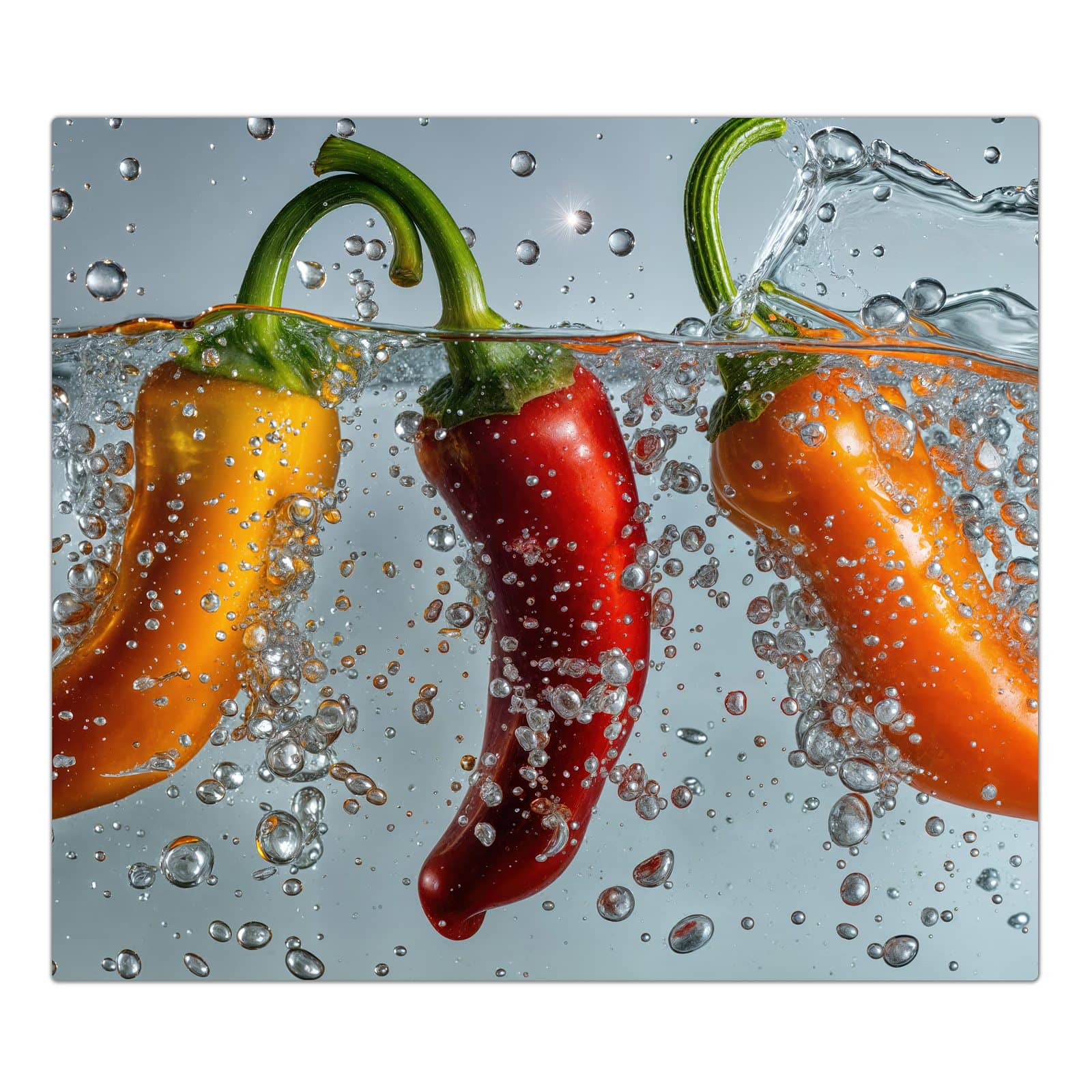 1-teilige Herdabdeckung mit Spritzige Paprika-Motiv in der Frontansicht