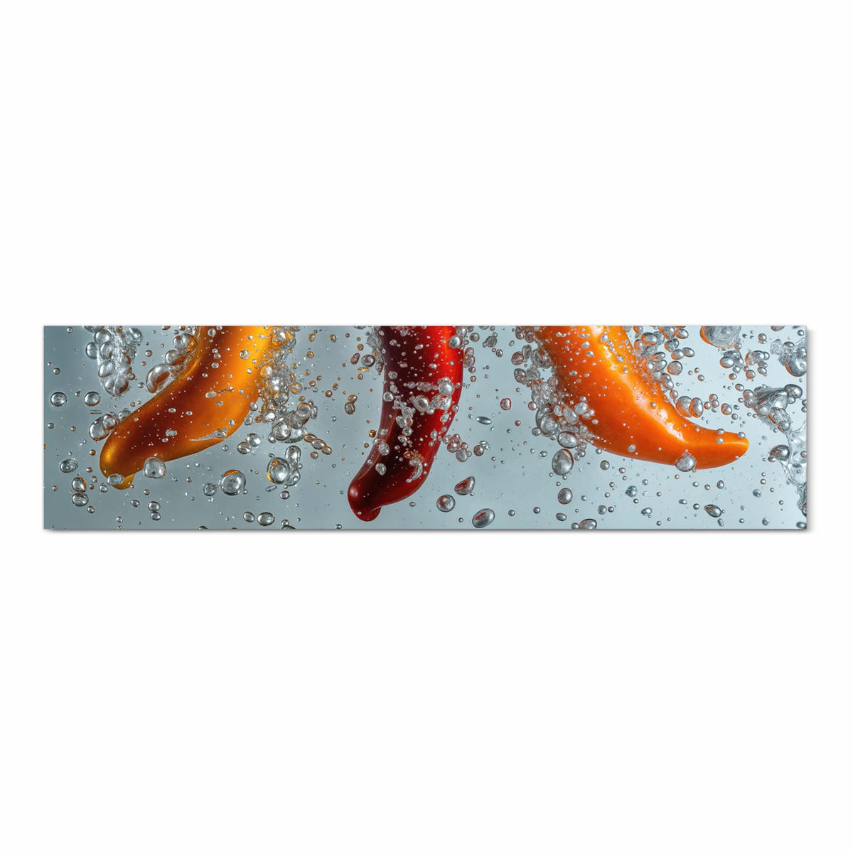 Langlebiger waschbarer Küchenteppich mit Motiv In Wasser Paprika in Frontansicht