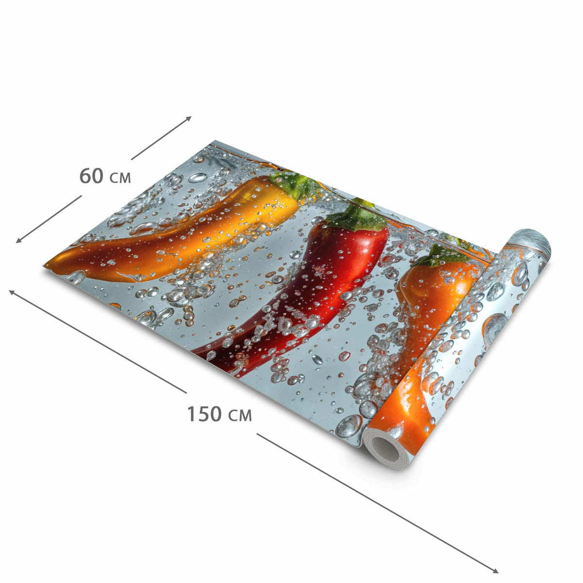Geruchsneutraler rutschfester Läufer mit Motiv In Wasser Paprika in der Grösse 90x240 cm