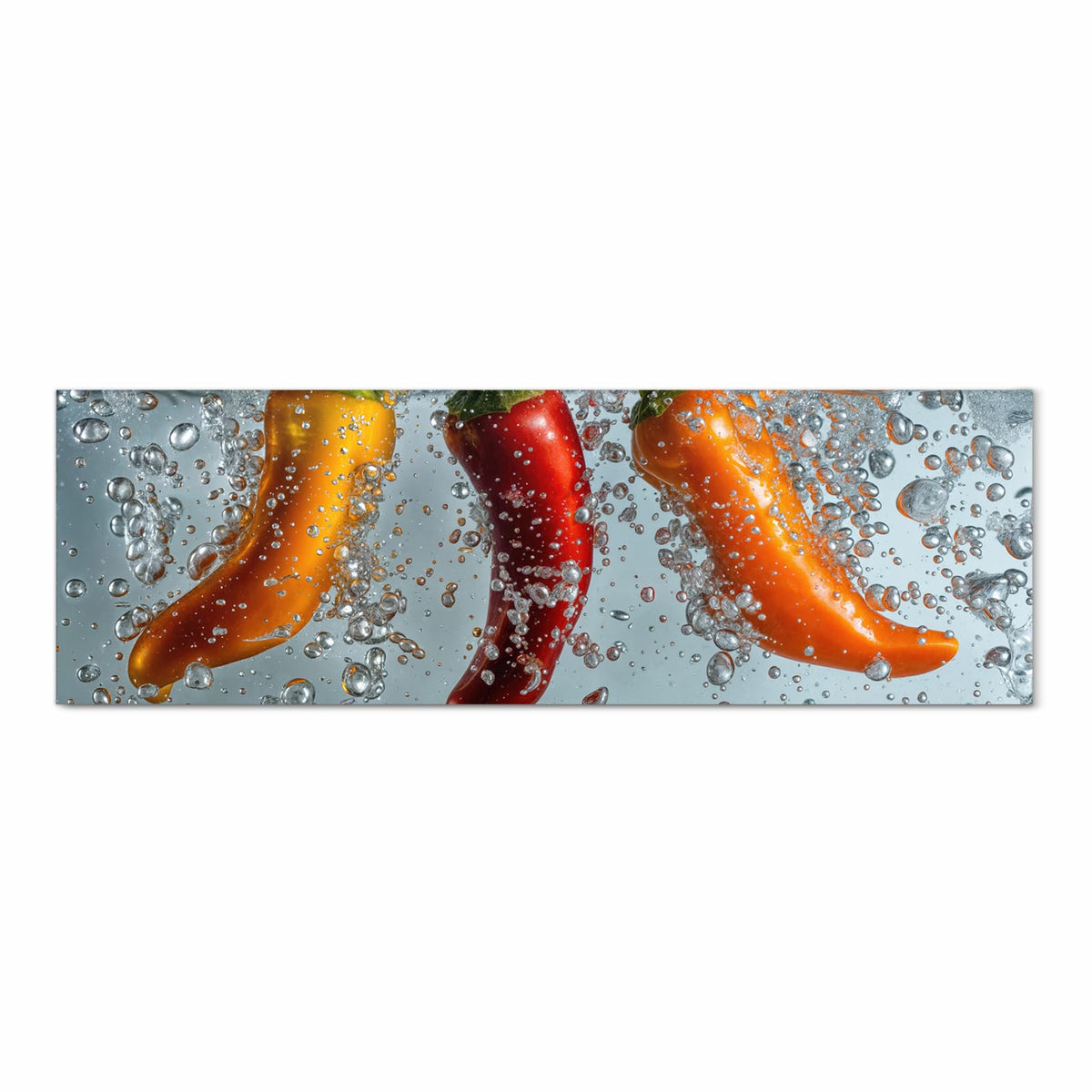Schmutzabweisender Küchenteppich mit Motiv In Wasser Paprika in Frontansicht