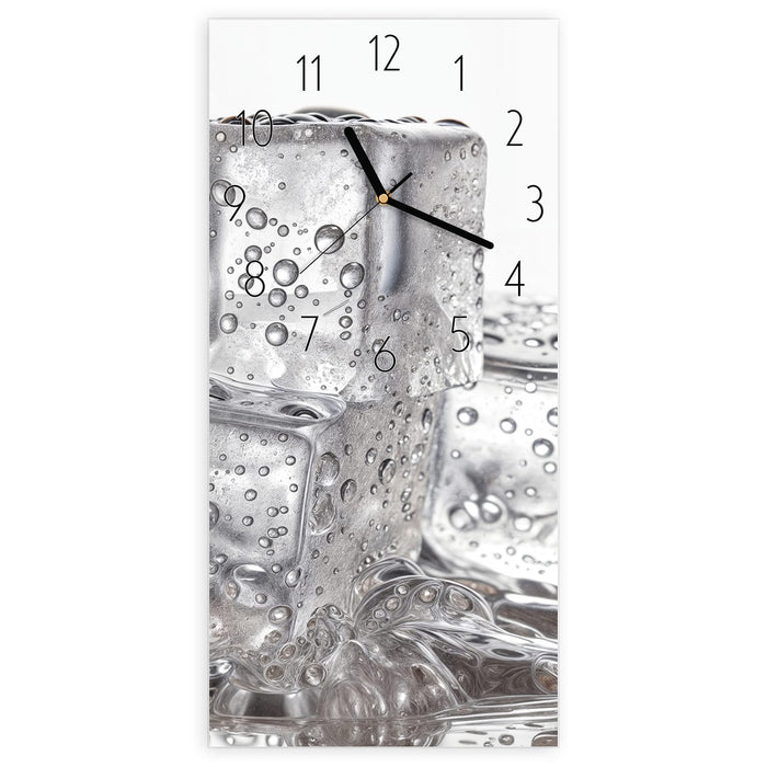 Wanduhr Eiswuerfel aus Glas – Hochformat 30 × 60 cm mit Ziffernblatt Elegant