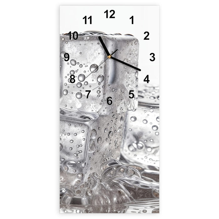 Wanduhr Eiswuerfel aus Glas – Hochformat 30 × 60 cm mit Ziffernblatt Modern