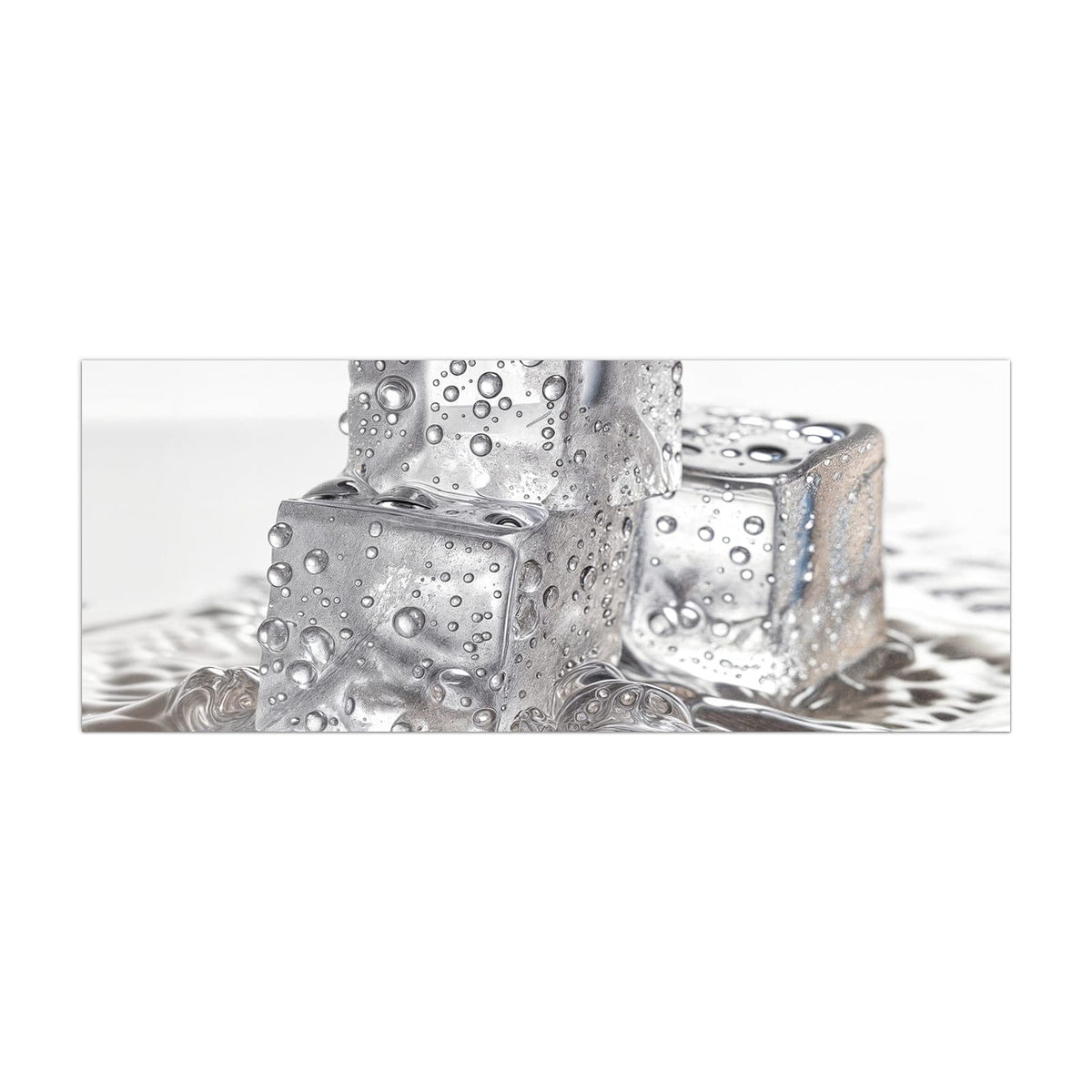 Küchenrückwand aus Glas Drei Eiswürfel im Hochformat, Motiv bildfüllend von vorn
