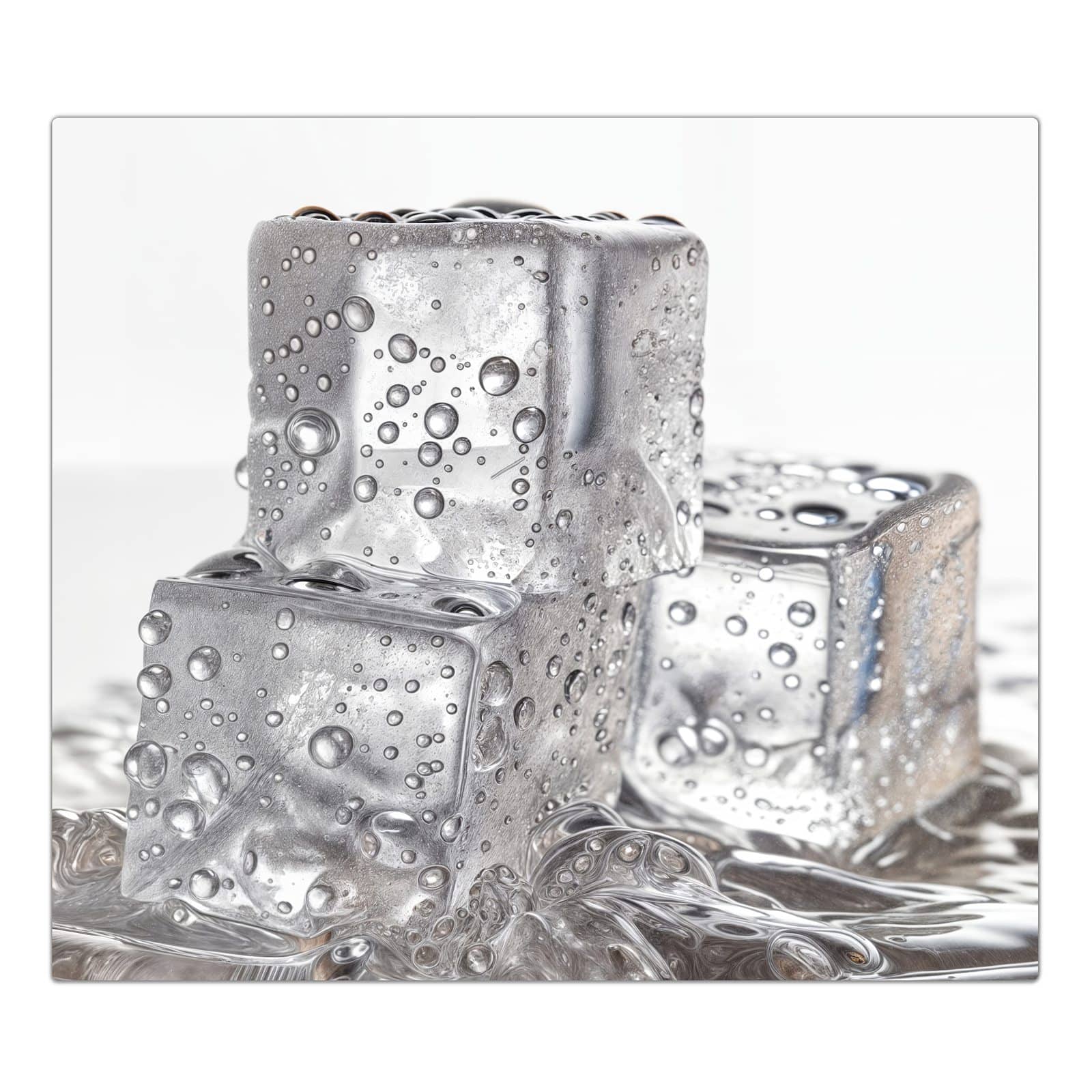 1-teilige Ceranfeld Abdeckplatten mit Eiswuerfel-Motiv in der Frontansicht