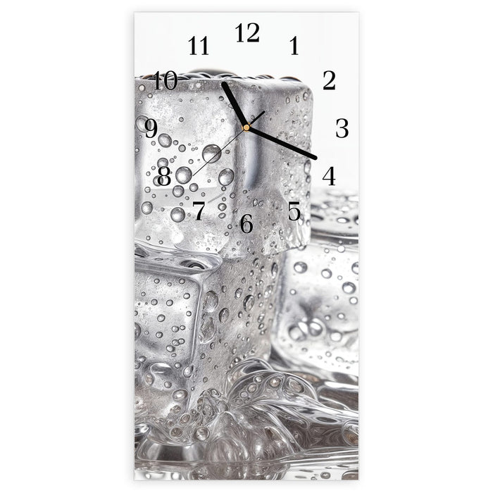 Wanduhr Eiswuerfel aus Glas – Hochformat 30 × 60 cm mit Ziffernblatt Klassisch