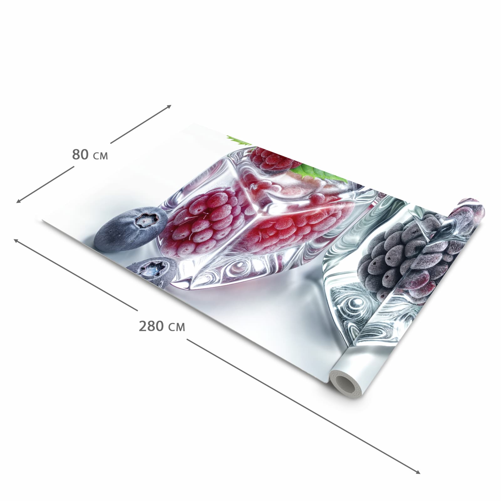 UV-beständiger Küchenläufer mit Motiv Eiswürfel Beerenmix in der Grösse 90x240 cm