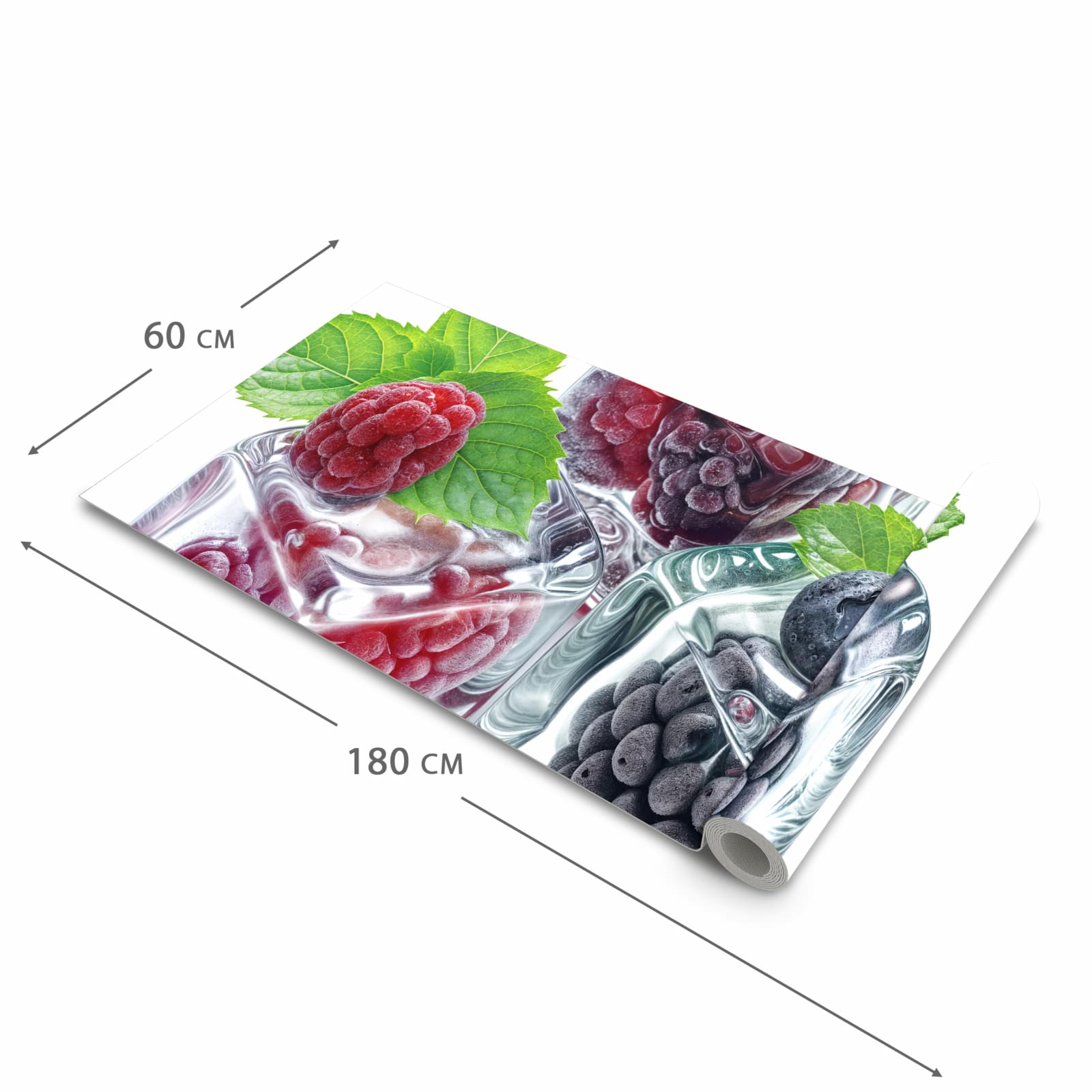 Bodenschonender Küchenläufer mit Motiv Eiswürfel Beerenmix in der Größe 90x180 cm