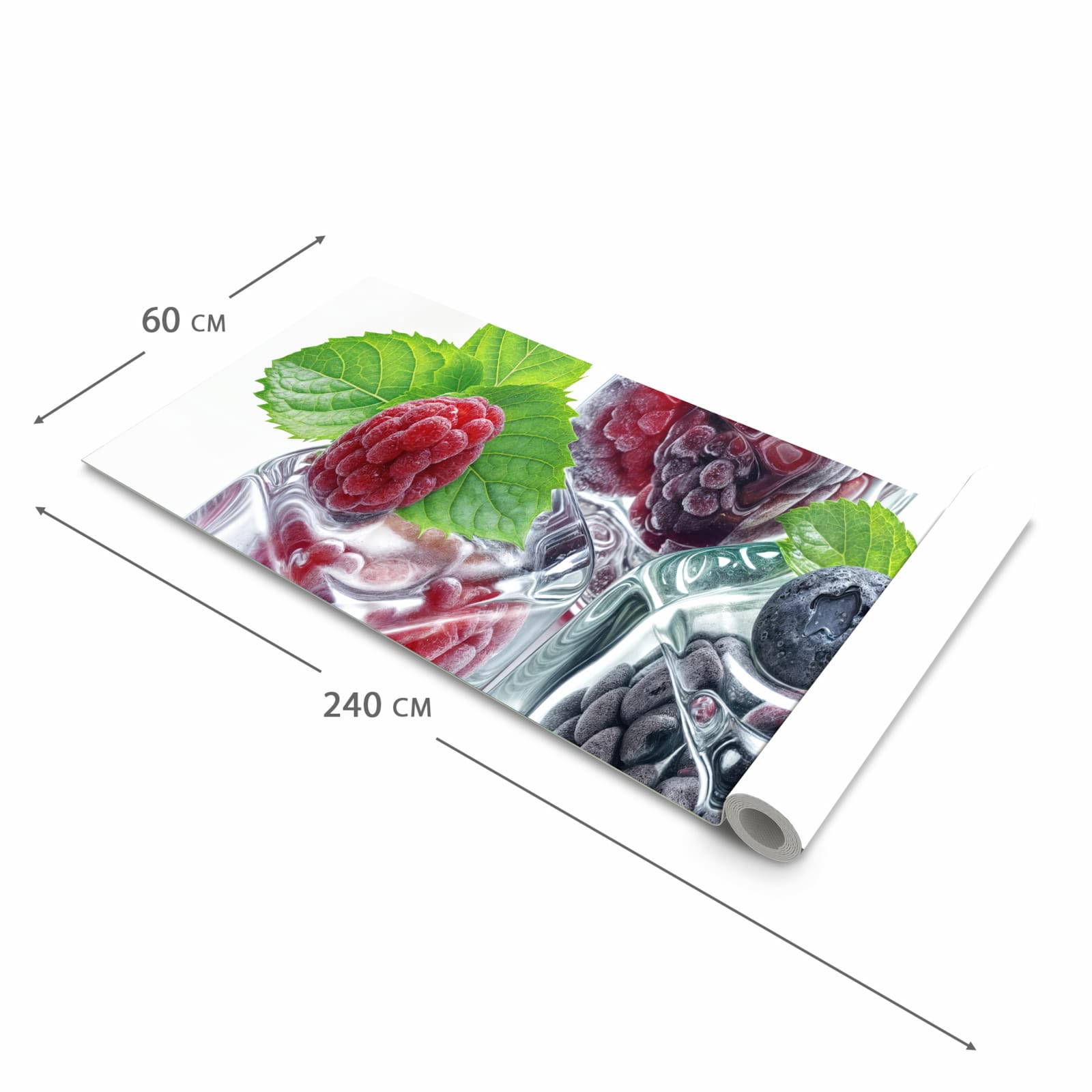 Farbbeständiger Küchenteppich mit Motiv Eiswürfel Beerenmix in der Größe 90x180 cm