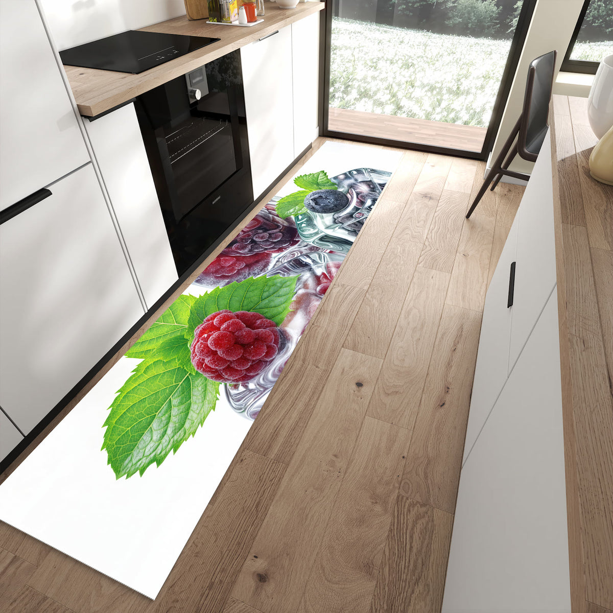 13 Größen – von 60 × 90 bis 80 × 300 cm – Küchenläufer - Beeren und Minze im Eis
