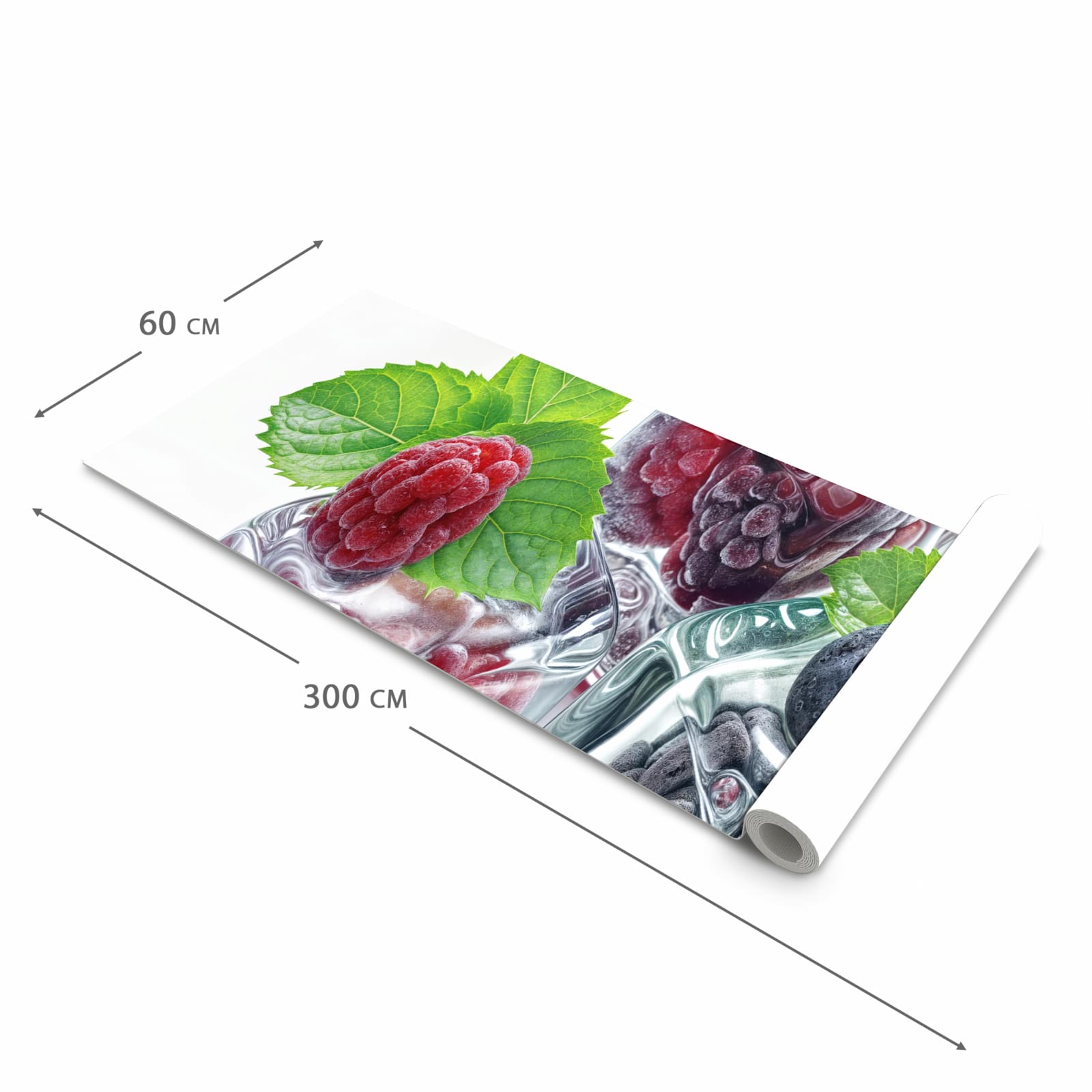 Küchenvorleger mit Motiv Eiswürfel Beerenmix in der Grösse 90x180 cm für sichere Aufbewahrung