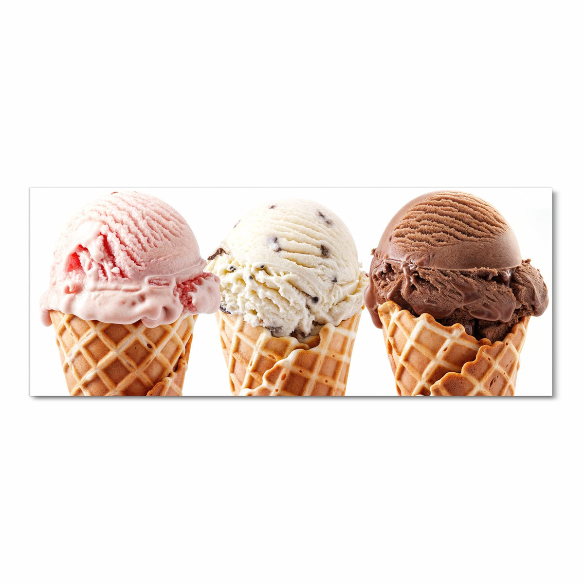 Formstabiler Küchenteppich mit Motiv Leckeres Eiscreme Trio in Frontansicht