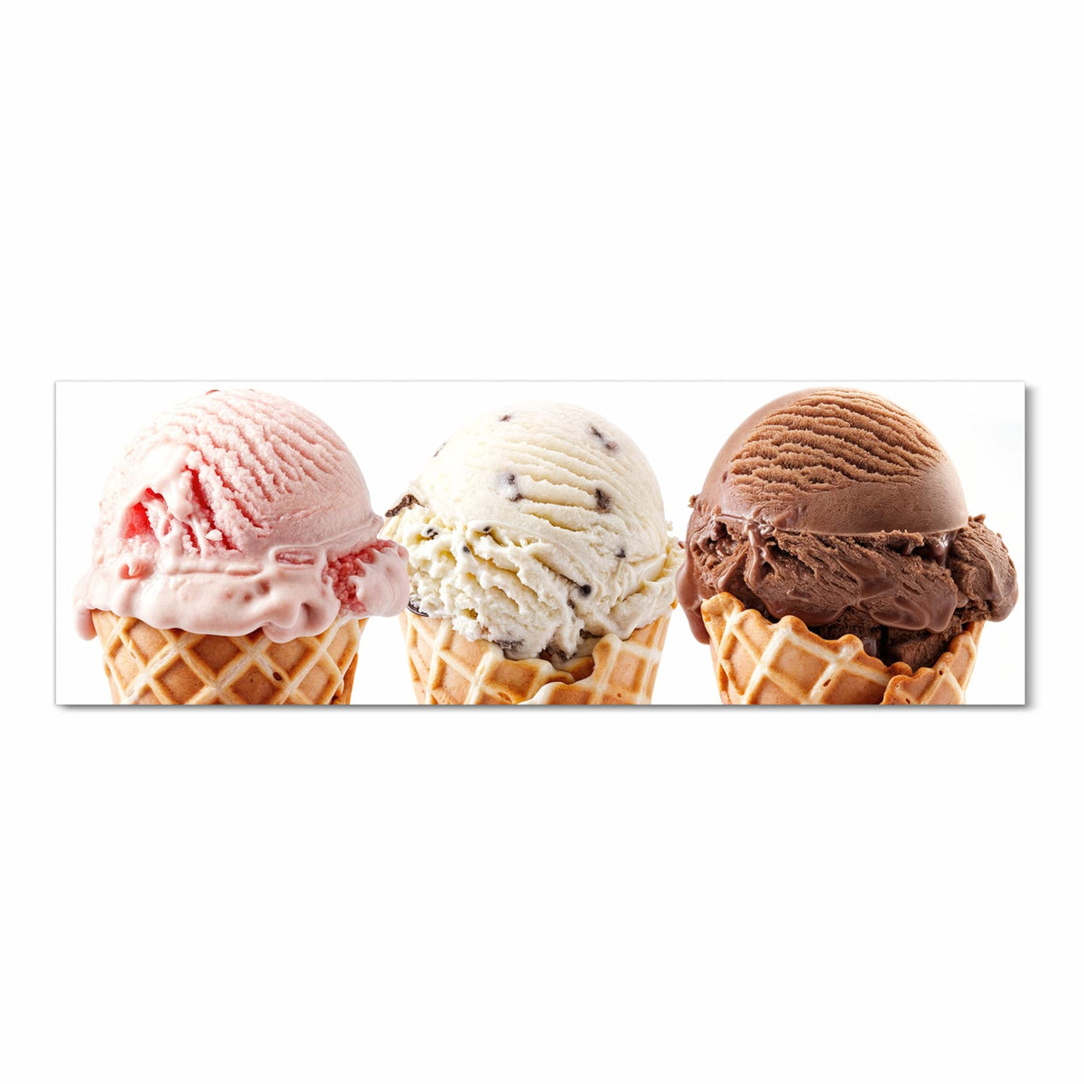 Küchenteppich mit Motiv Leckeres Eiscreme Trio in Frontansicht für sichere Aufbewahrung