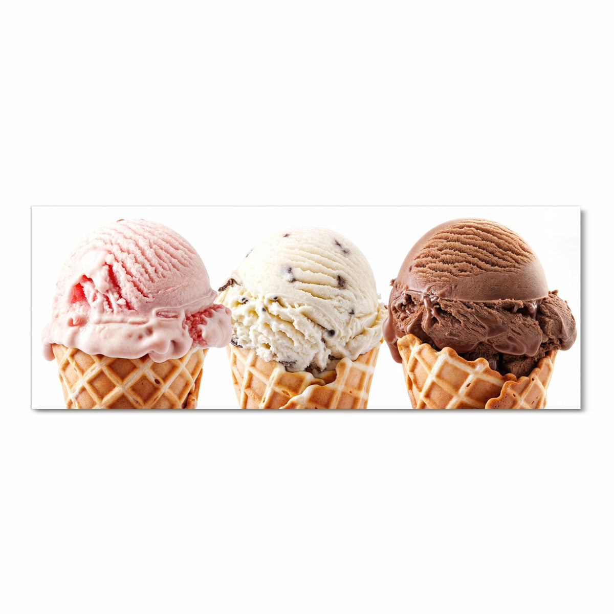 Hygienischer Küchenläufer mit Motiv Leckeres Eiscreme Trio in Frontansicht
