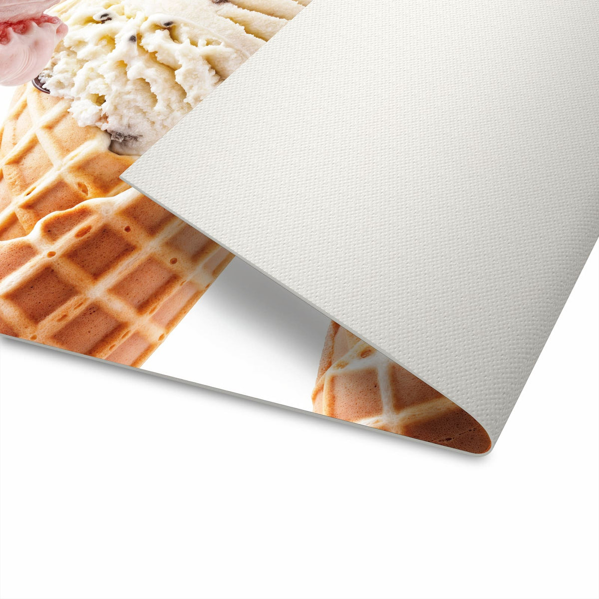 Geräuschdämpfender dünner Teppich mit Motiv Leckeres Eiscreme Trio auf Unterseite
