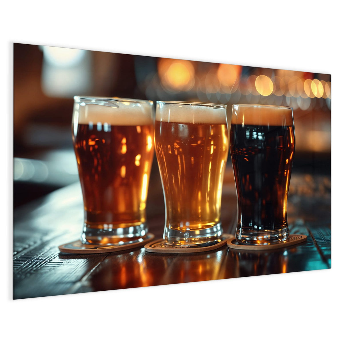 4 mm Glas statt lackiertem Blech – Magnettafel - Drei Biersorten