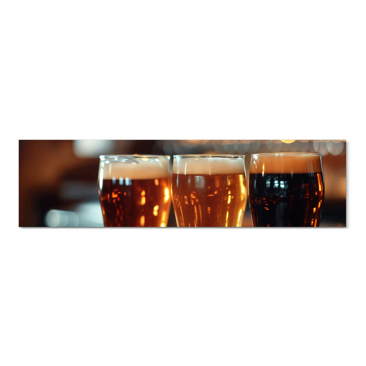 Ordnungsschaffender Küchenteppich mit Motiv Drei Biergläser Bar in Frontansicht für Übersicht
