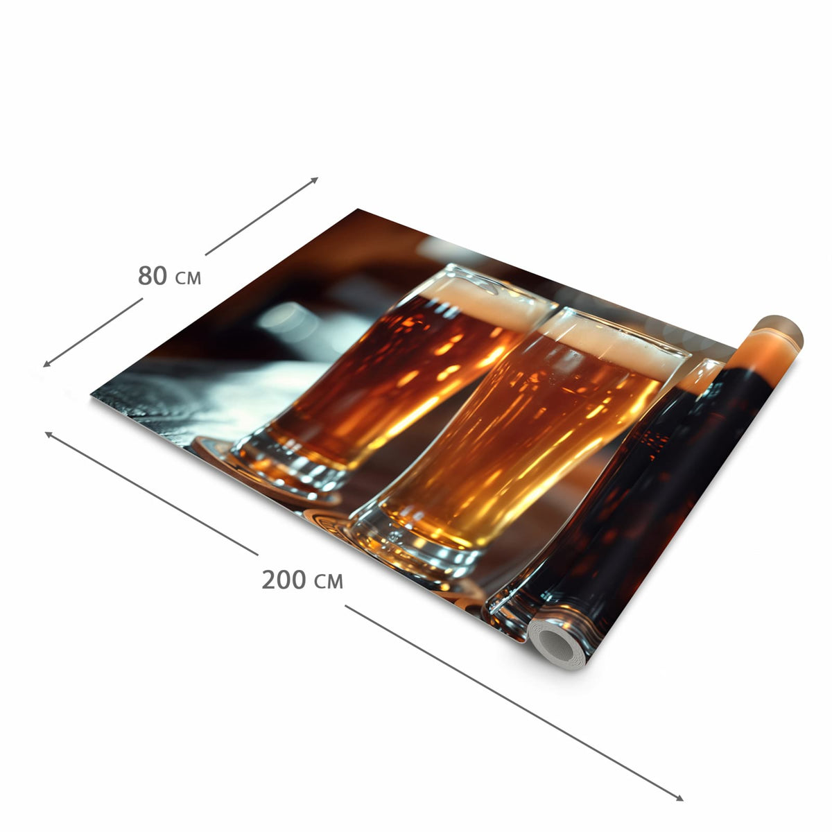 UV-beständiger Küchenläufer mit Motiv Drei Biergläser Bar in der Grösse 90x180 cm